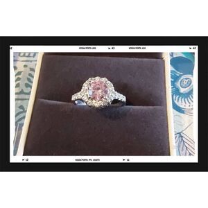 Gorgeous 925SS Pink & White Sapphire Topiary Crown Halo Ring Sz 8